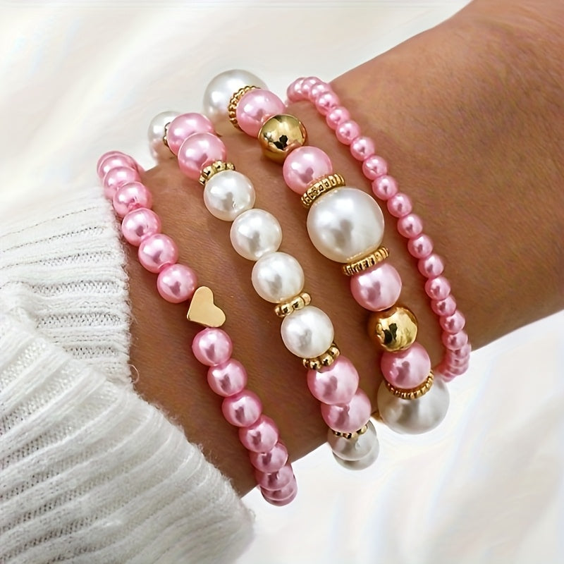 Set de pulseras con corazones de perla