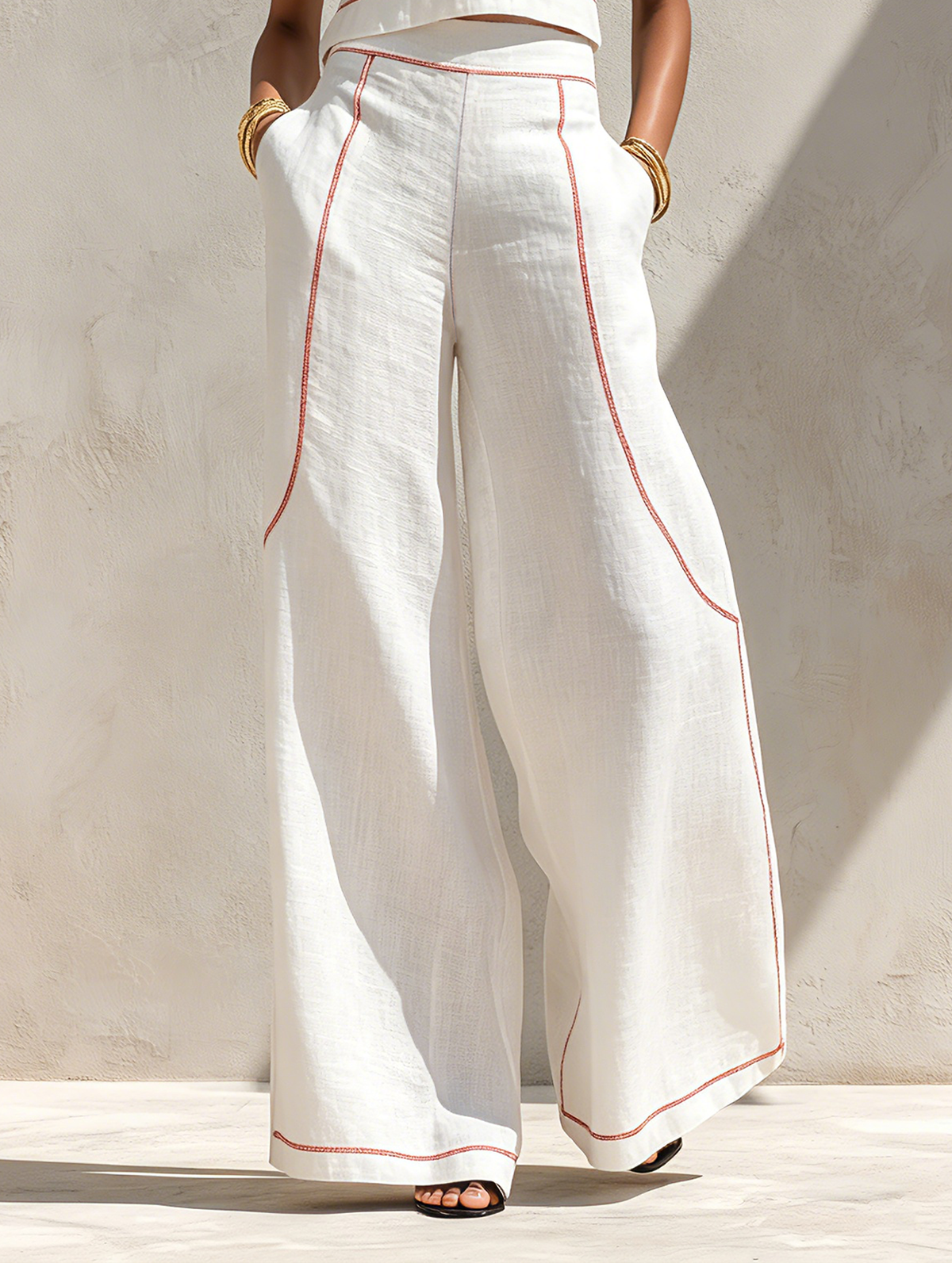 Conjunto Elegante de Pantalones con Costuras en Contraste