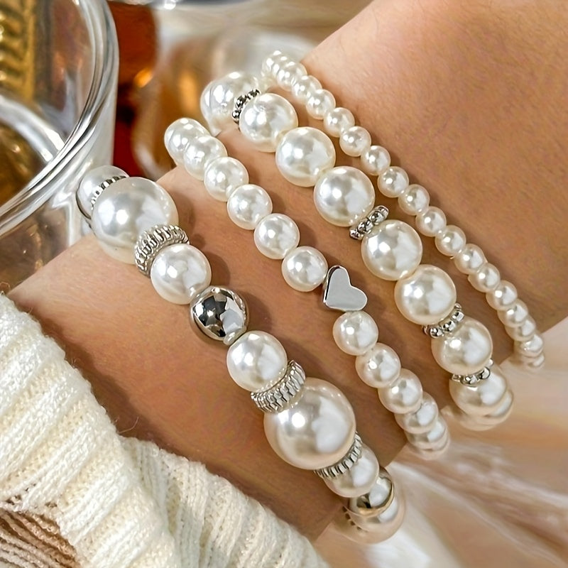 Set de pulseras con corazones de perla