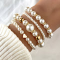 Set de pulseras con corazones de perla