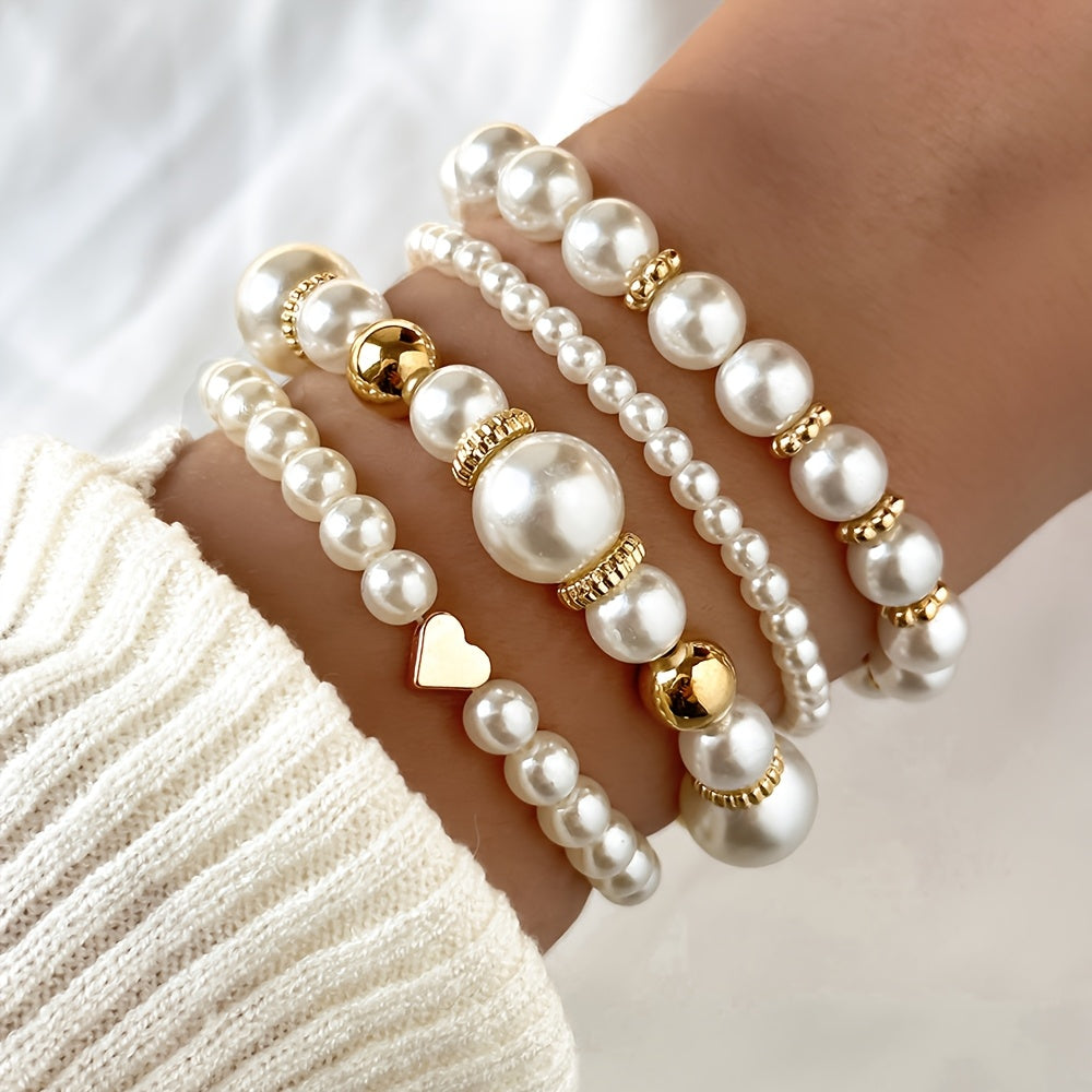 Set de pulseras con corazones de perla