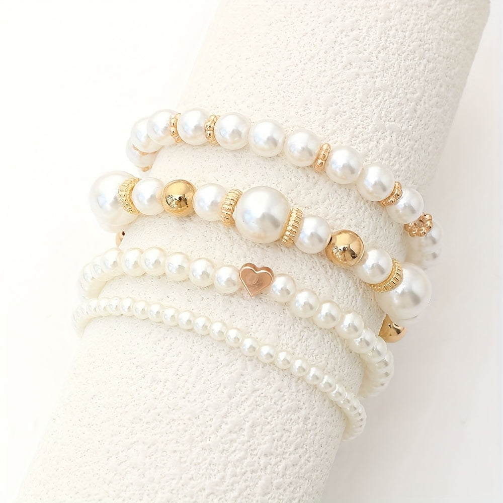 Set de pulseras con corazones de perla