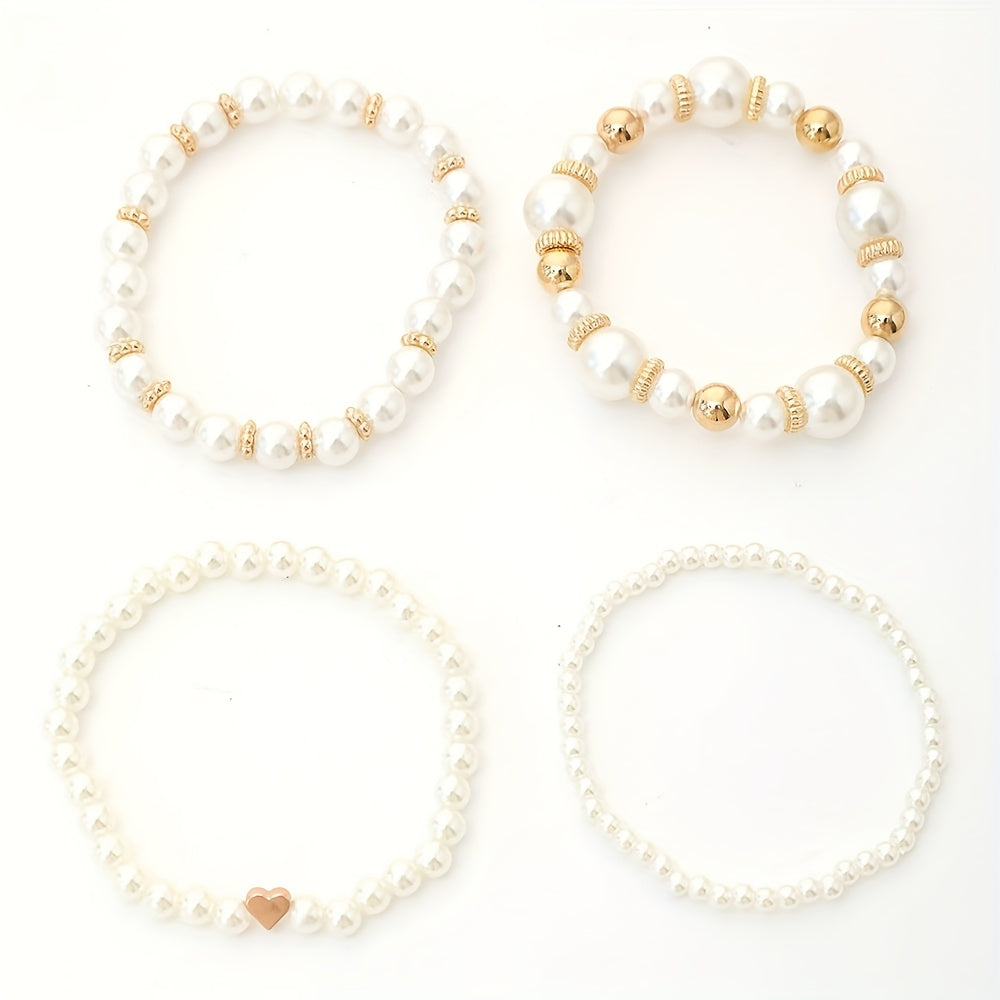 Set de pulseras con corazones de perla