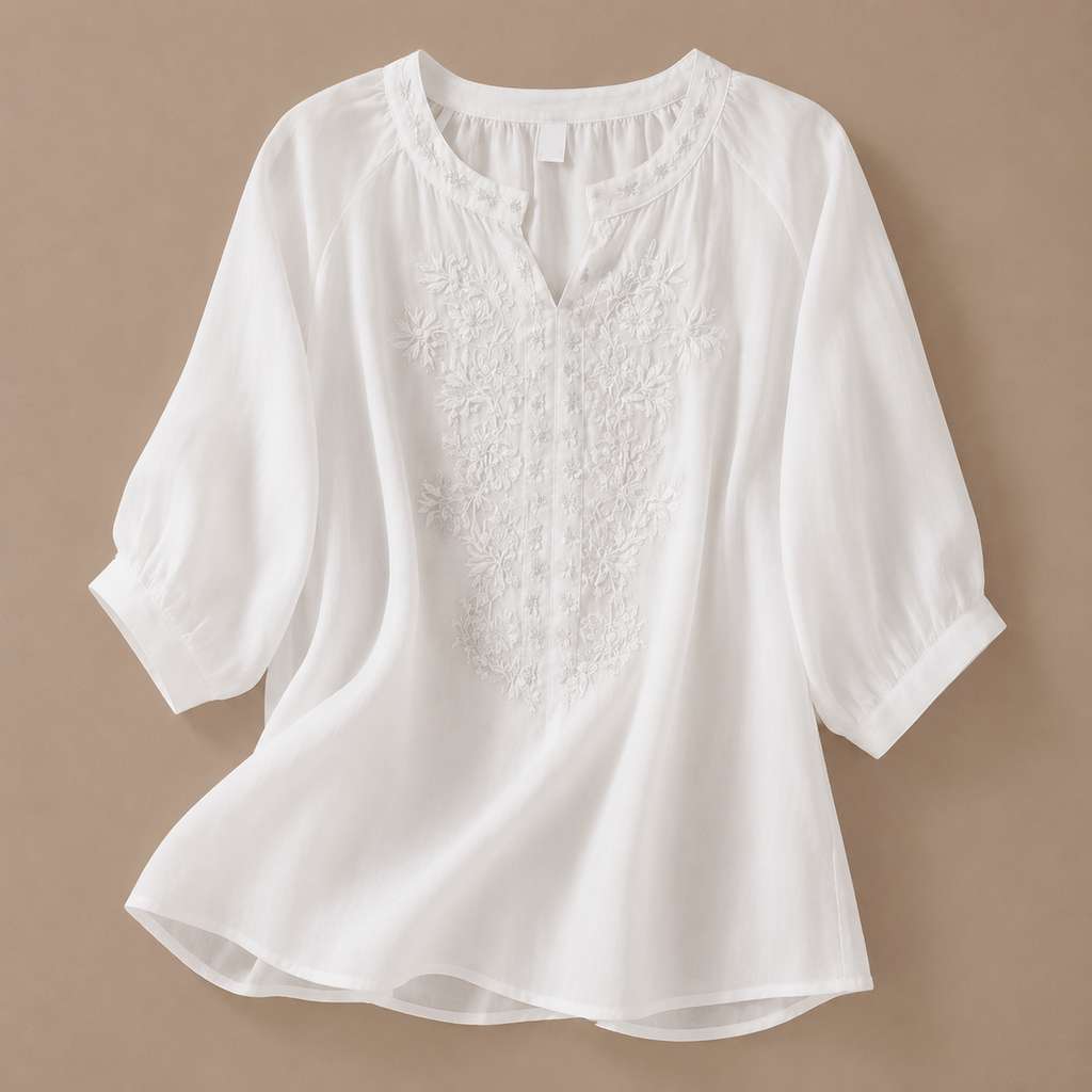 Blusa Floral de Algodón y Lino Alessa