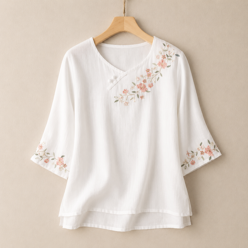Blusa de Algodón y Lino Amoura