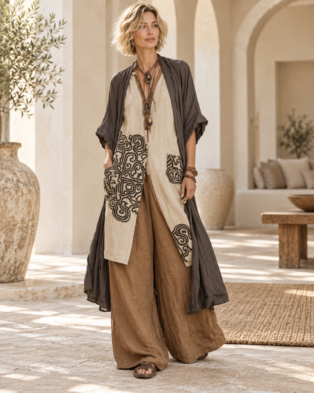 CONJUNTO BOHEMIO LARGO BORDADO