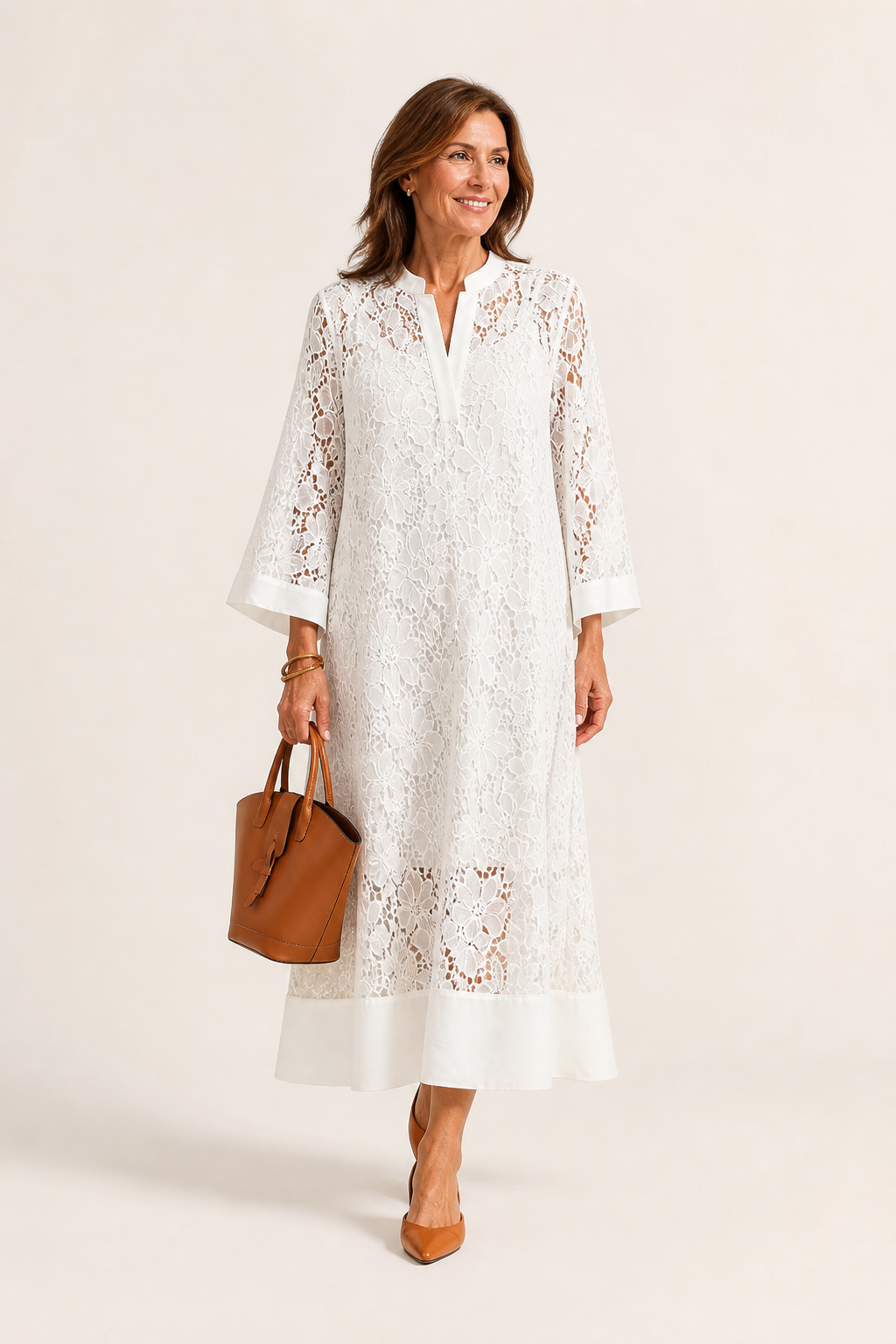 Vestido midi de encaje floral