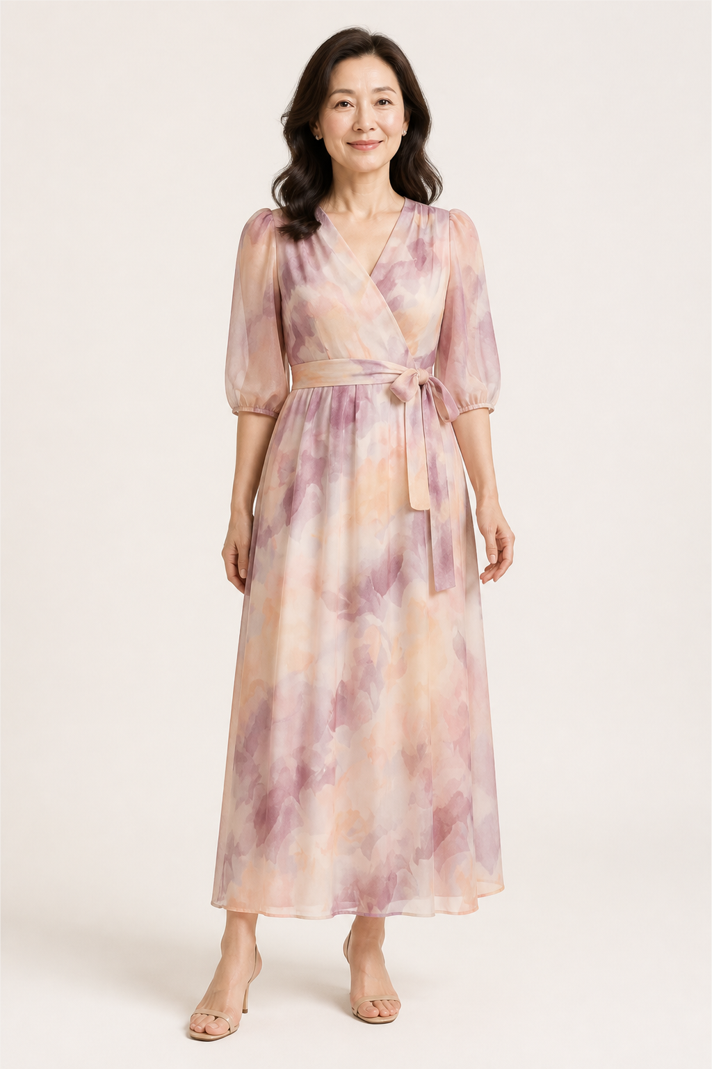 Vestido largo estilo francés con cordones