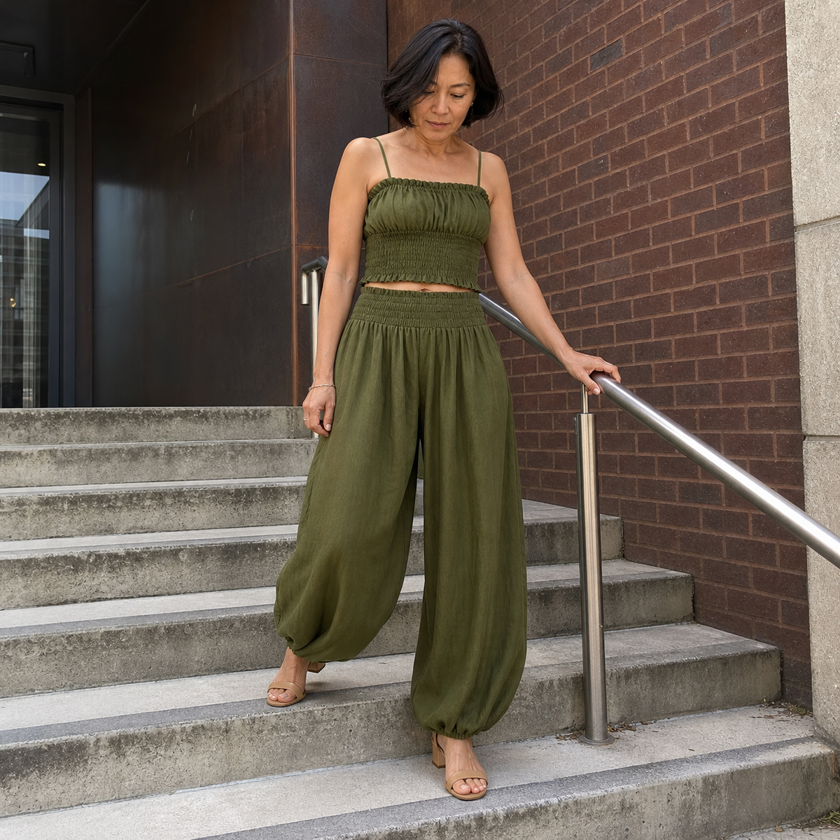 Conjunto Harlow de Pantalones de Pierna Ancha