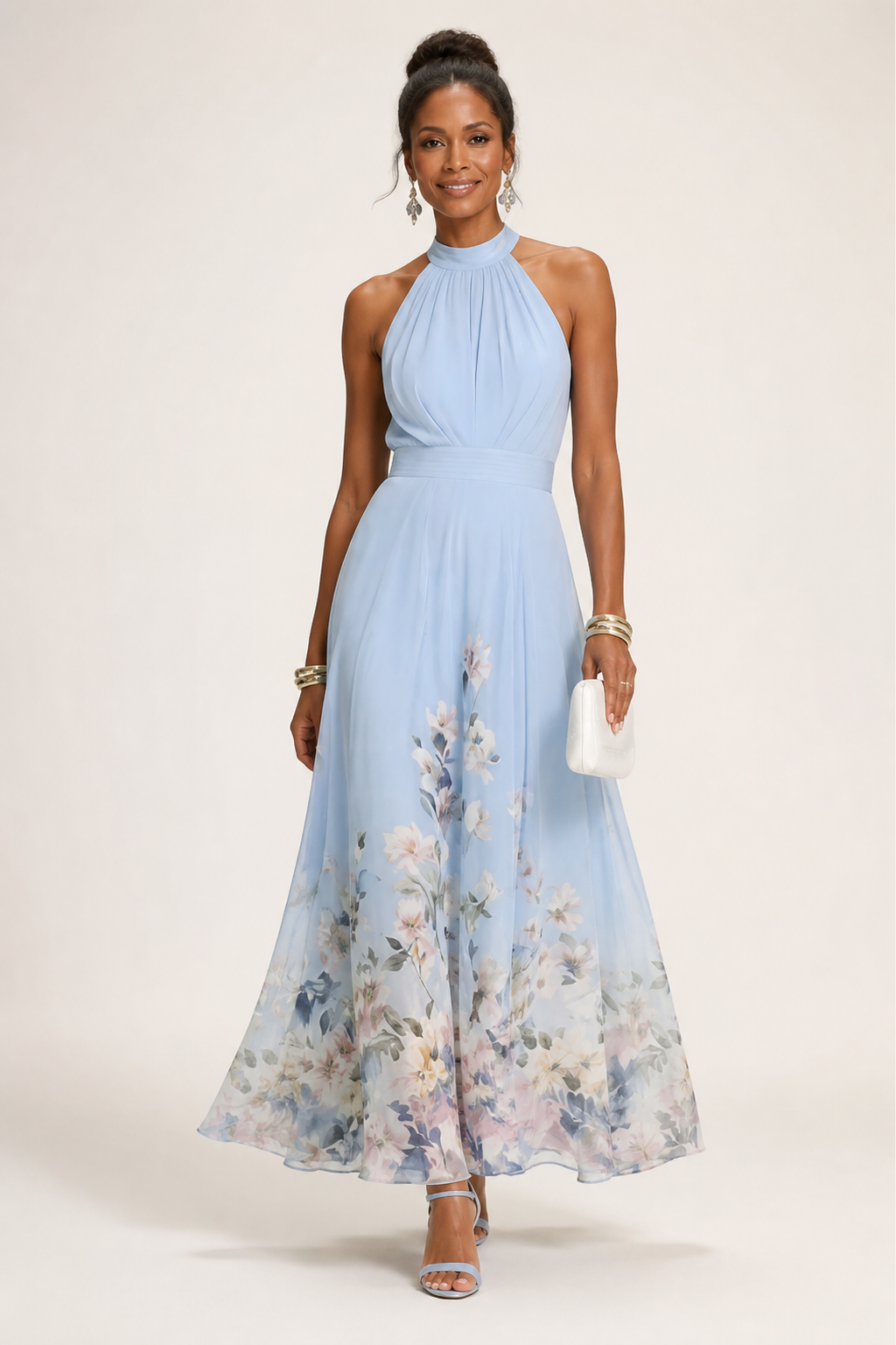 Vestido largo Kezia con cuello halter
