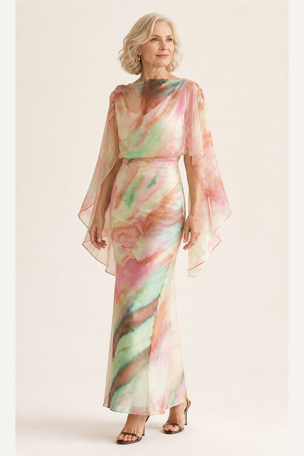 Vestido largo con mangas kimono