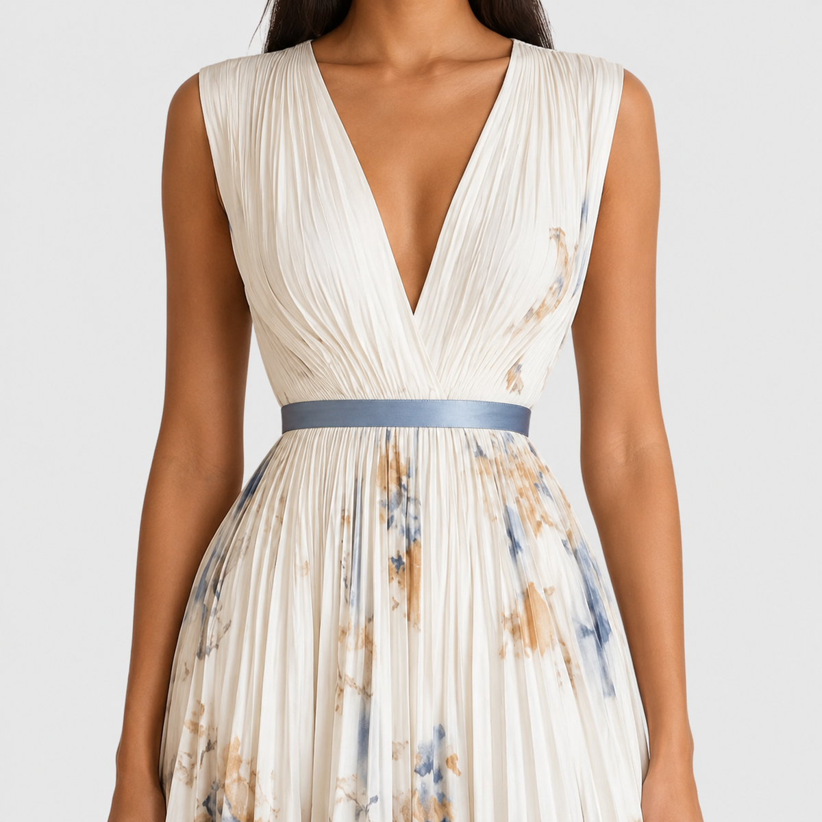 Vestido midi plisado con estampado floral