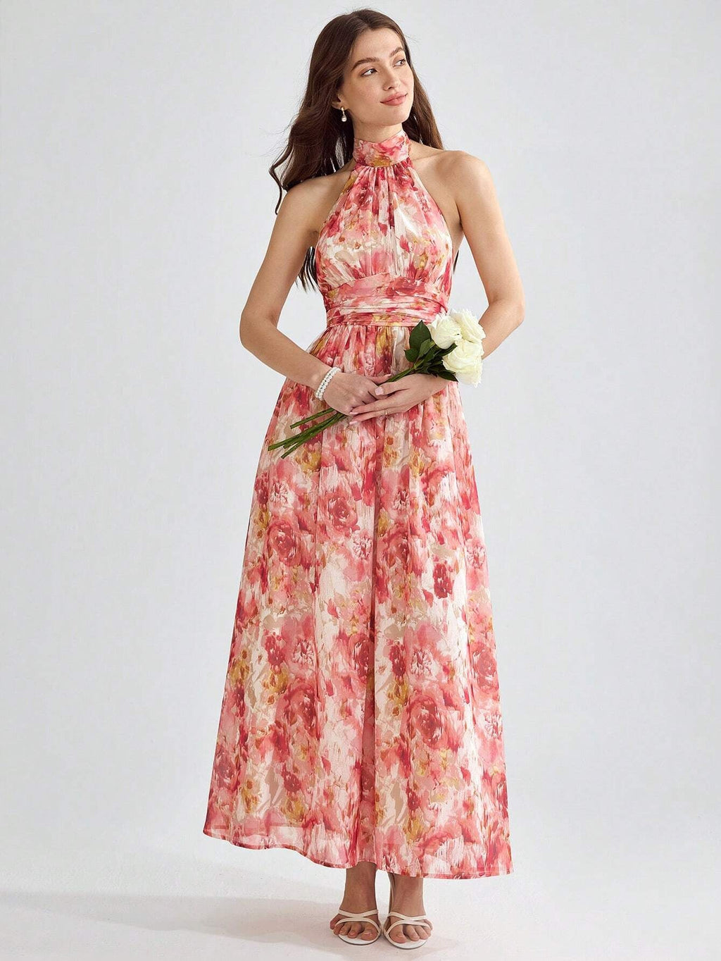 Vestido maxi con cuello halter