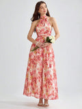 Vestido maxi con cuello halter