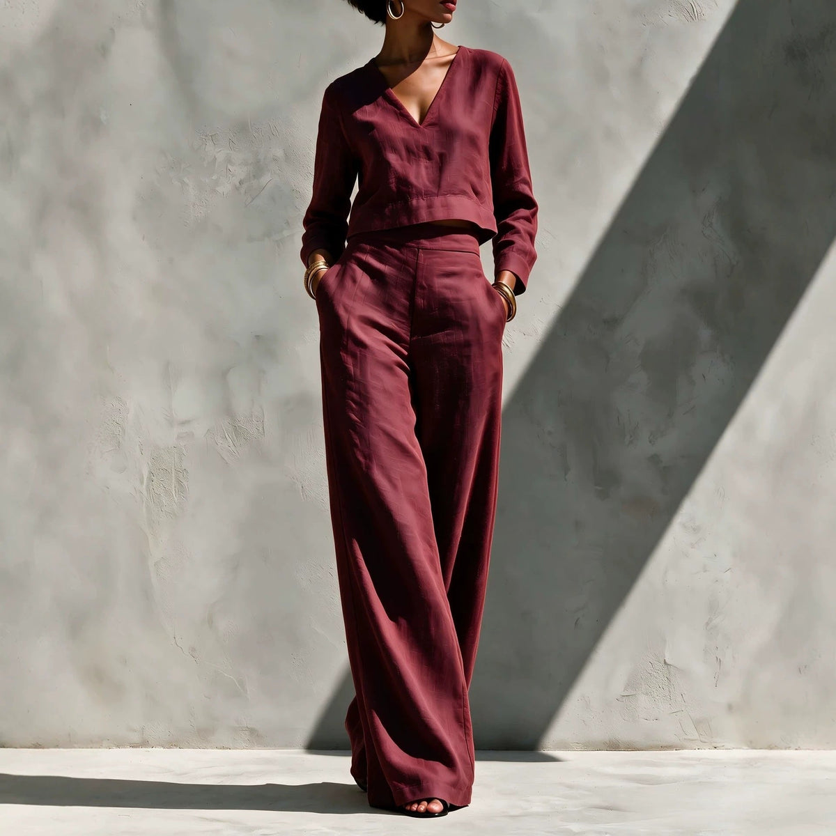 Top Corto y Pantalones de Cintura Alta