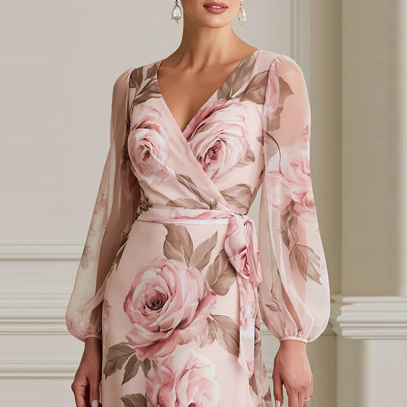 Vestido midi floral rosa