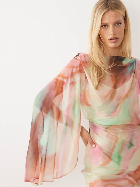 Vestido largo con mangas kimono