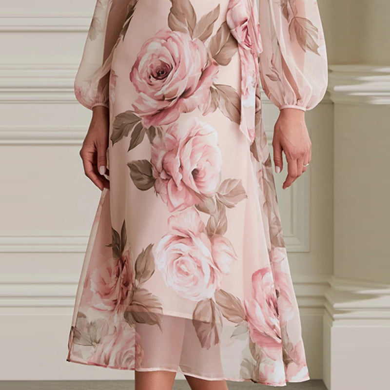 Vestido midi floral rosa