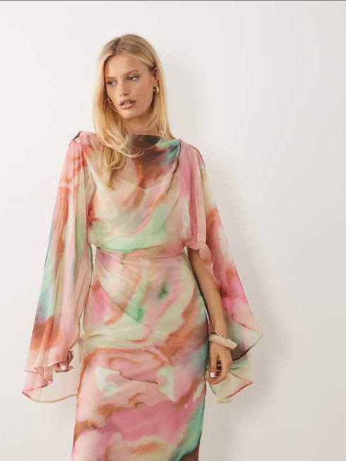 Vestido largo con mangas kimono