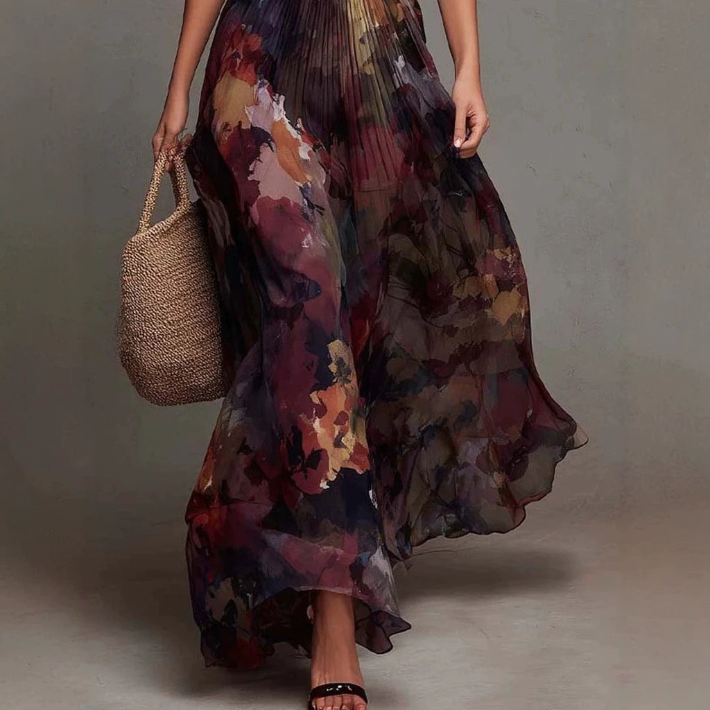 Vestido largo con corpiño fruncido