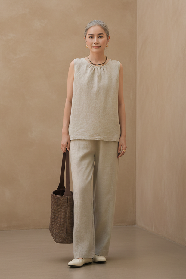 Conjunto de Top y Pantalones de Fibra Natural
