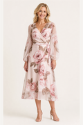 Vestido midi floral rosa