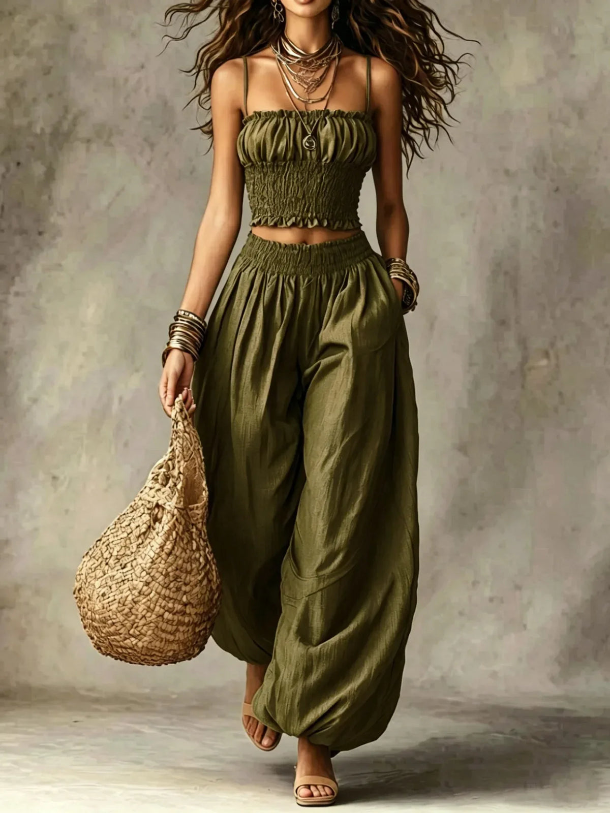 Conjunto Harlow de Pantalones de Pierna Ancha