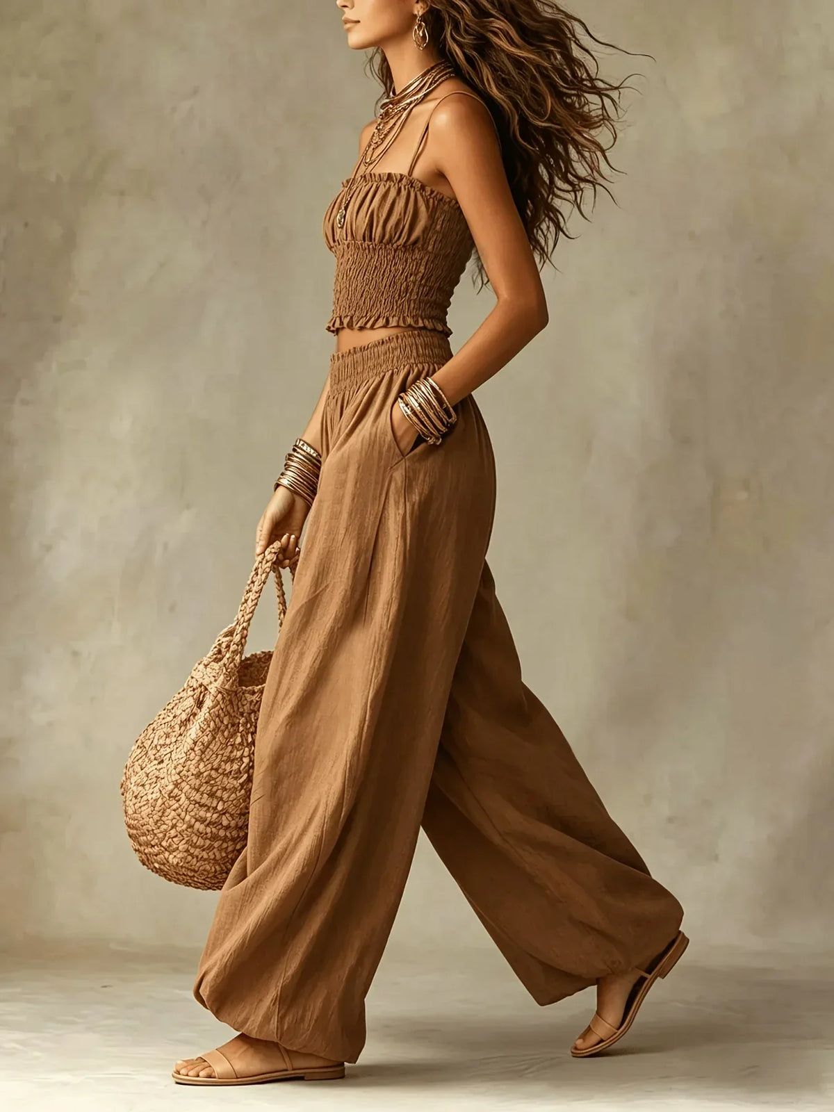 Conjunto Harlow de Pantalones de Pierna Ancha