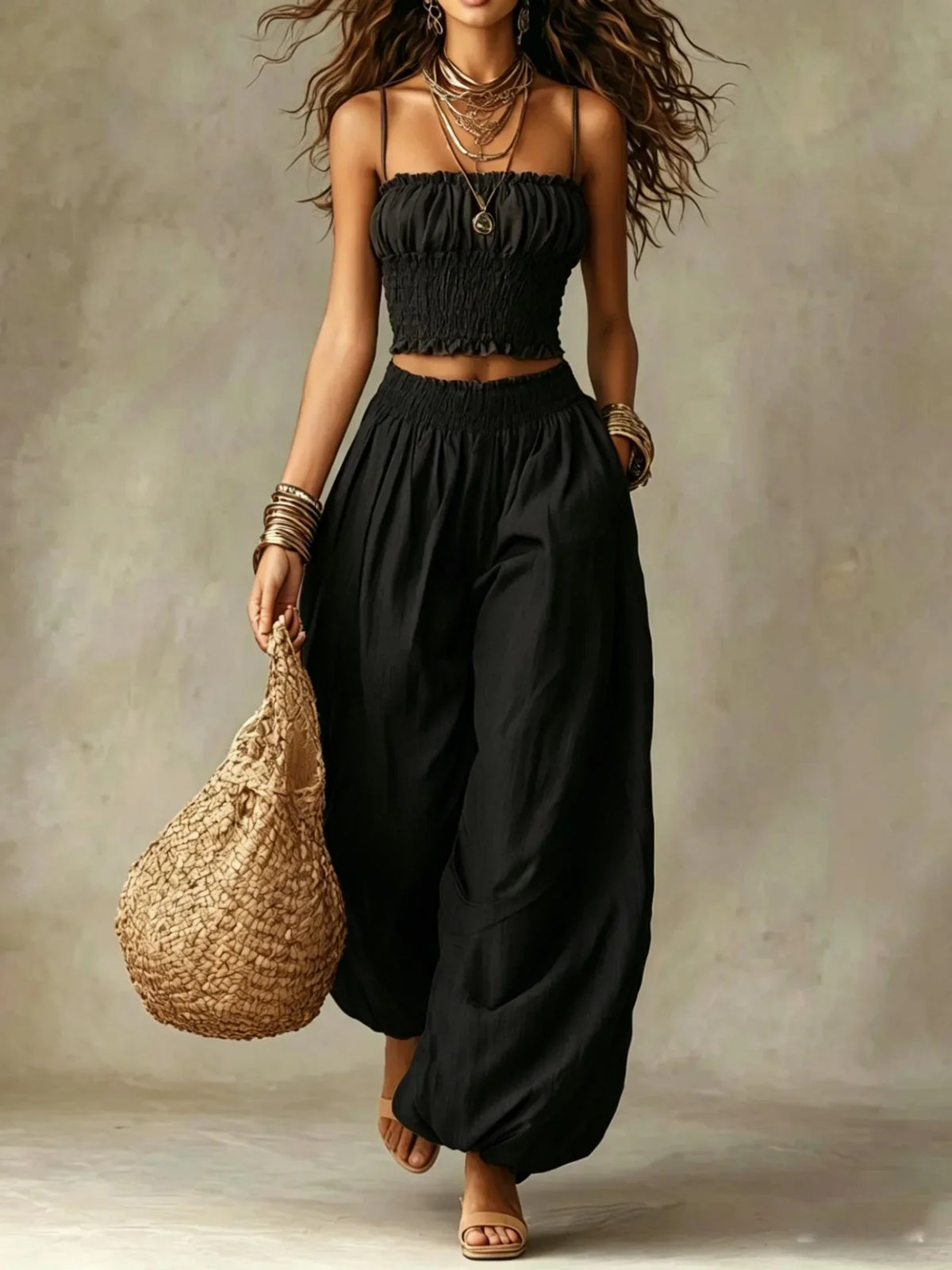 Conjunto Harlow de Pantalones de Pierna Ancha