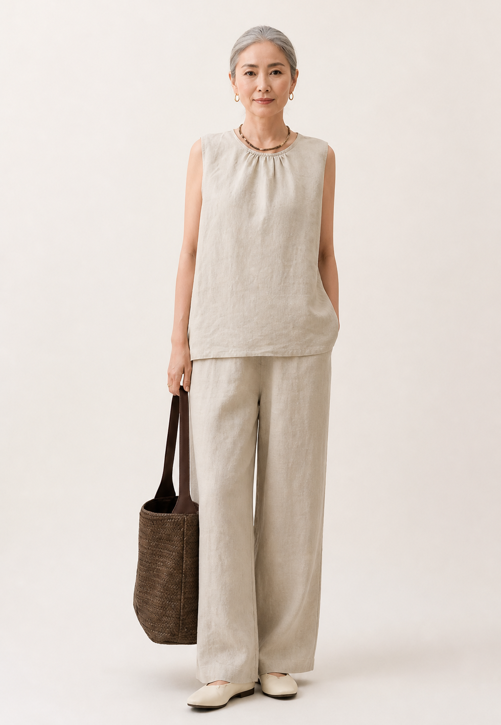 Conjunto de Top y Pantalones de Fibra Natural