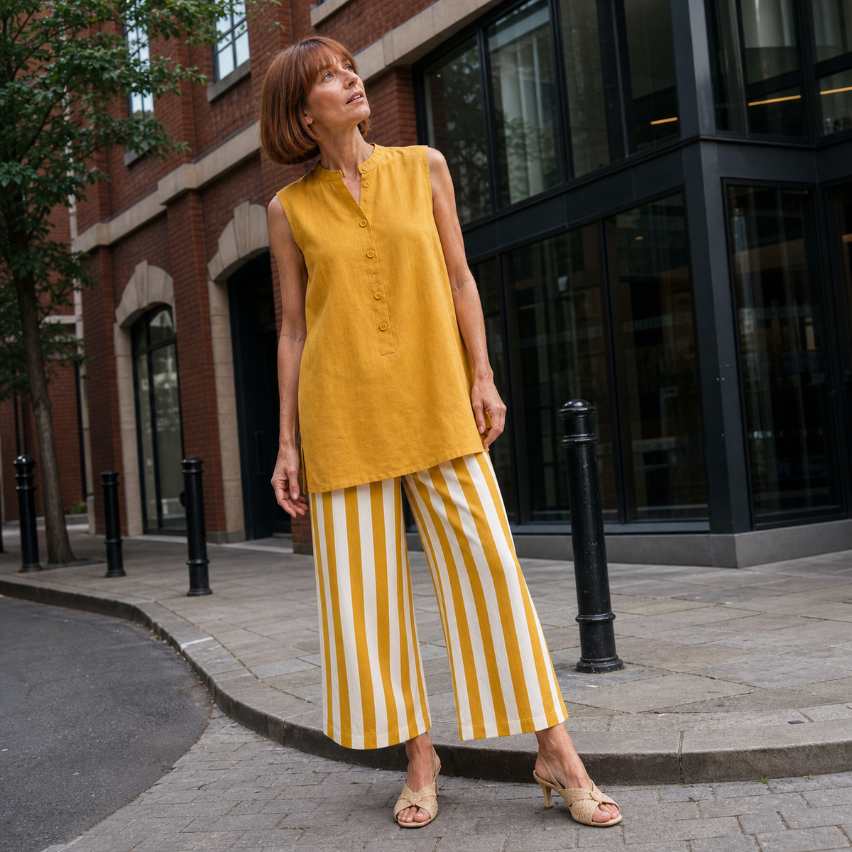 Conjunto de Pantalones de Pierna Ancha a Rayas