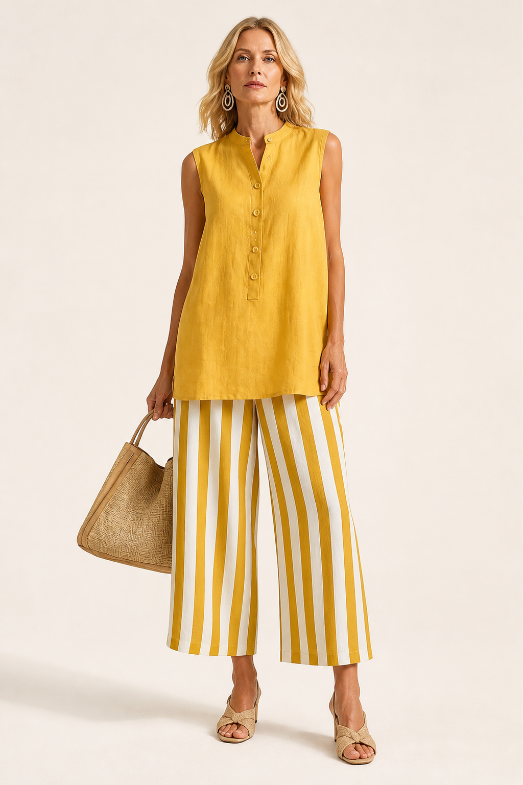 Conjunto de Pantalones de Pierna Ancha a Rayas