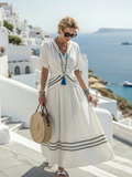 Seren | Vestido midi de manga corta con escote en V y estilo cruzado