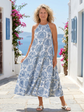 Isadora | Vestido midi escalonado sin mangas y de cuello alto