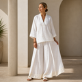 Conjunto de Pantalones de Pierna Ancha con Escote en V