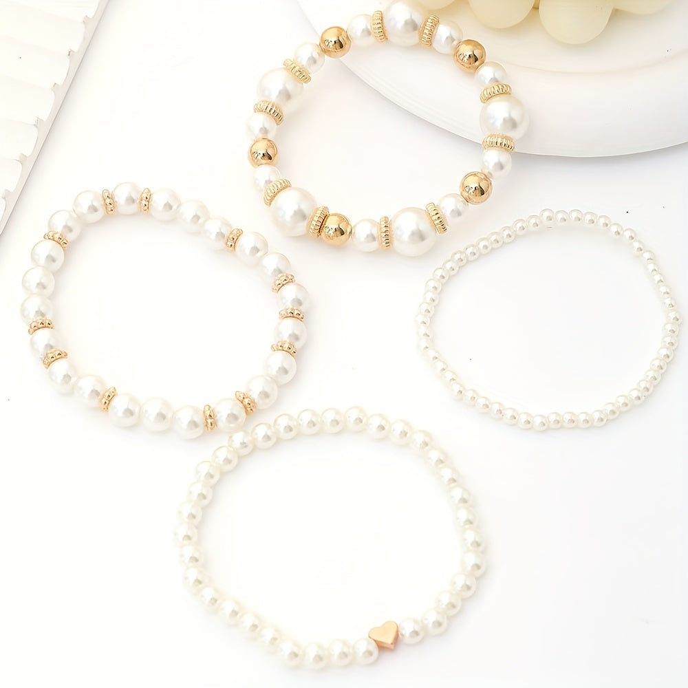Set de pulseras con corazones de perla