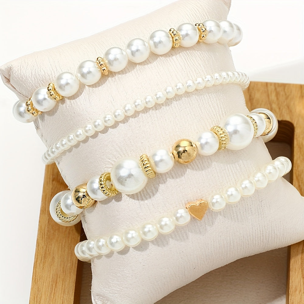 Set de pulseras con corazones de perla