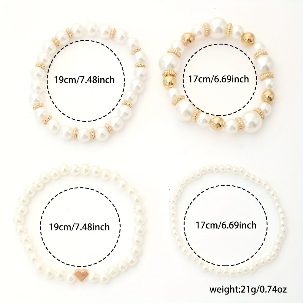 Set de pulseras con corazones de perla