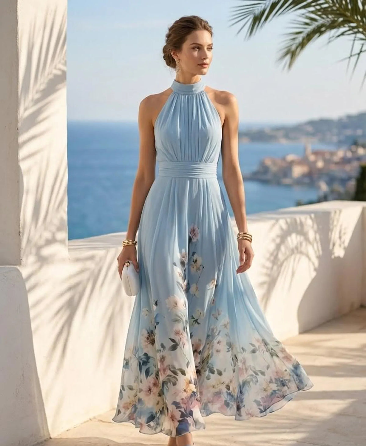 Vestido largo Kezia con cuello halter