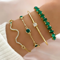 Set de pulseras de zirconia verde vintage